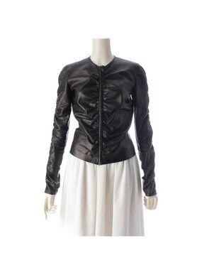 Gucci Vintage Leather Collarless Jacket Black 38